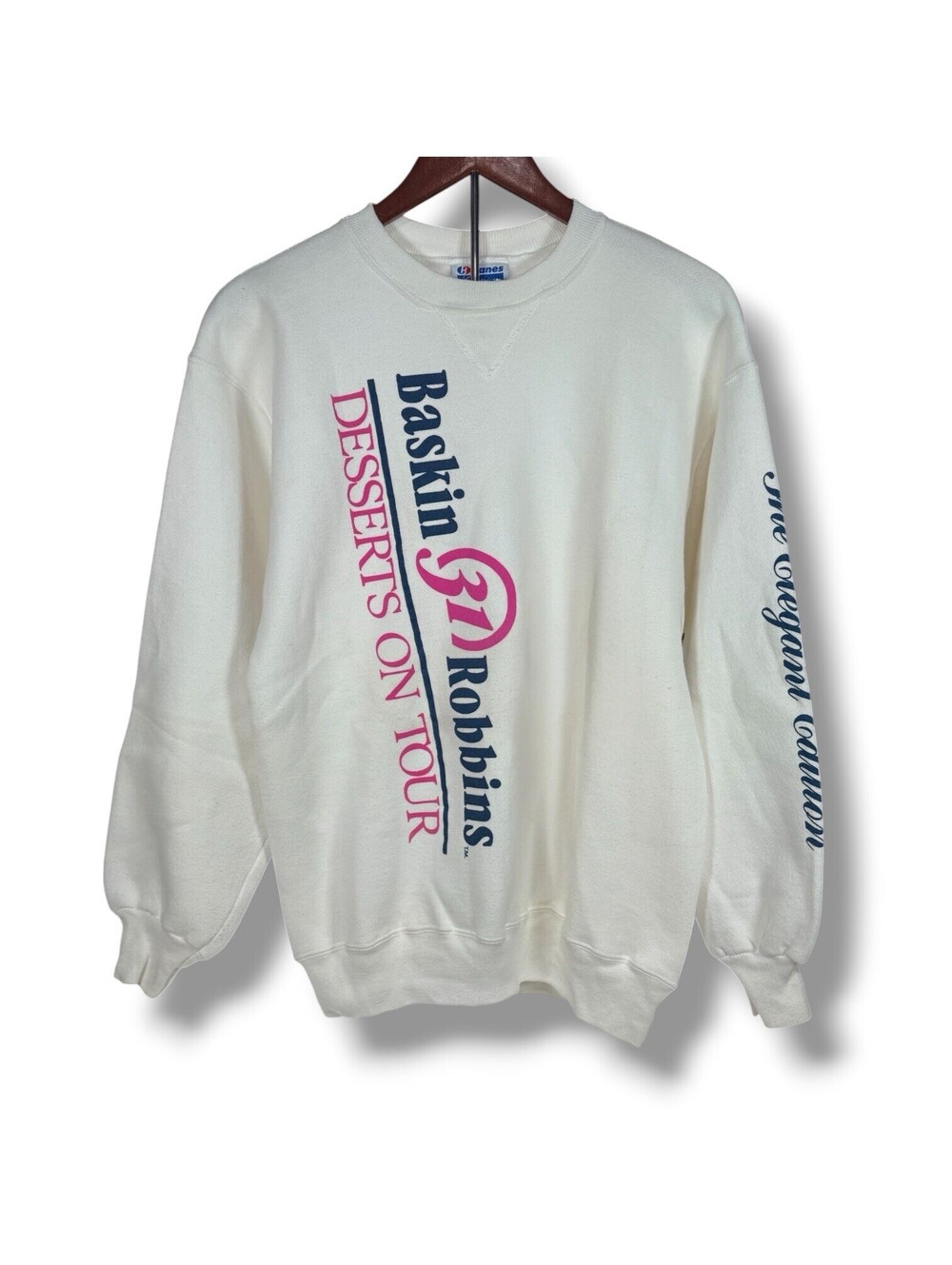 Vintage 90s Baskin Robbins Sweatshirt Large Desserts On Tour Hanes Sleeve Print